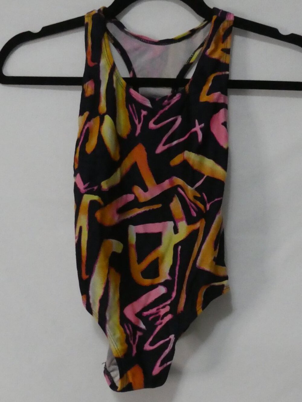 MIDWAY Aqua Plus Plus One Piece Swimsuit Abstract Retro Graffiti Print - size 14